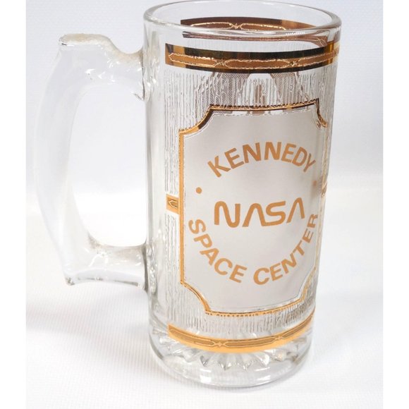 Kennedy Space Center NASA Space Shuttle Glass Beer Mug Stein 22K Gold Culver USA - Picture 2 of 4